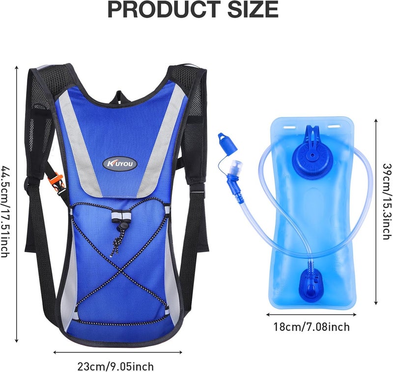 KUYOU Running Hydration Vest - Lightweight Insulated Hydration Backpack with 2L Water Bladder, Adjustable Chest Straps and Reflective Water Backpack for Trail Running Marathon Race Hiking Cycling - Image 2